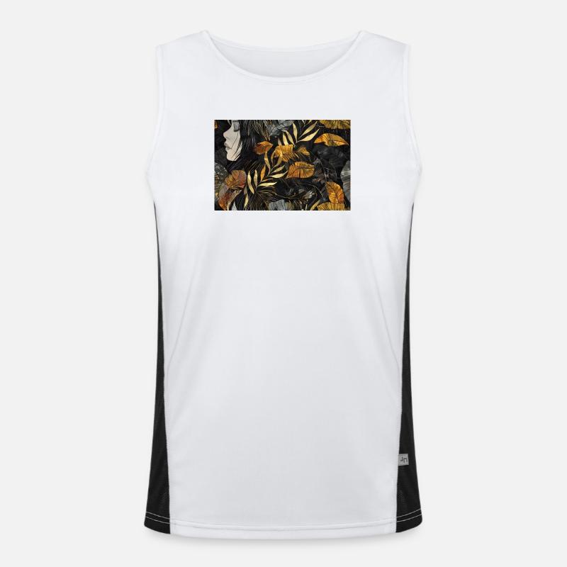 Black Gold Tropical Silhouette Men's Functional Contrast Tank Top 