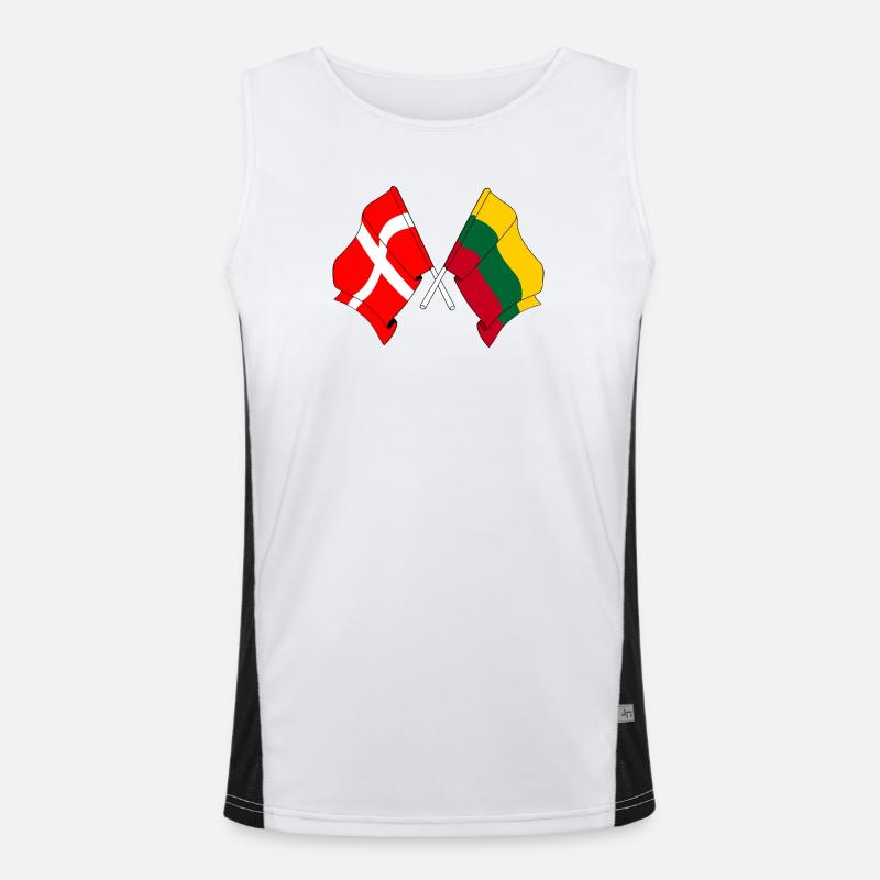 Flagge Dänemark, Flagge Litauen Funktionelles Kontrast-Tank Top für Männer 