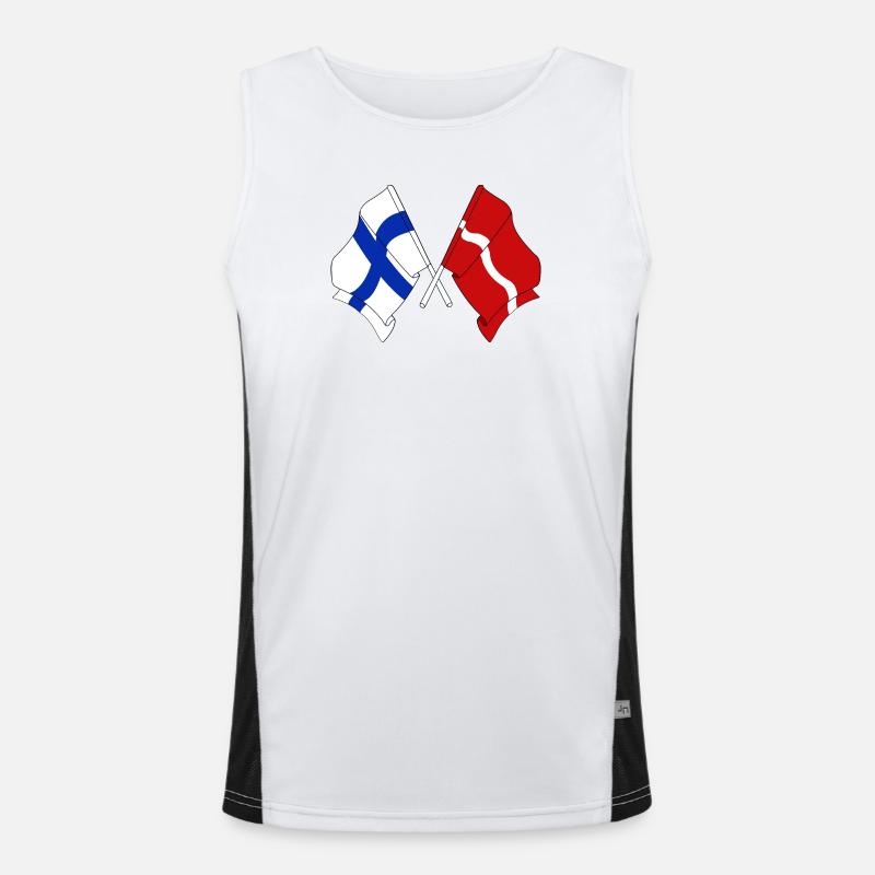 Drapeau Finlande, drapeau Lettonie Débardeur respirant contrasté Homme 