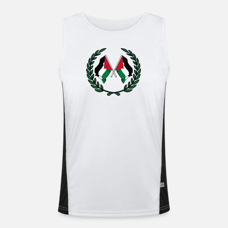 Drapeaux palestiniens en couronne de laurier Débardeur respirant contrasté Homme 
