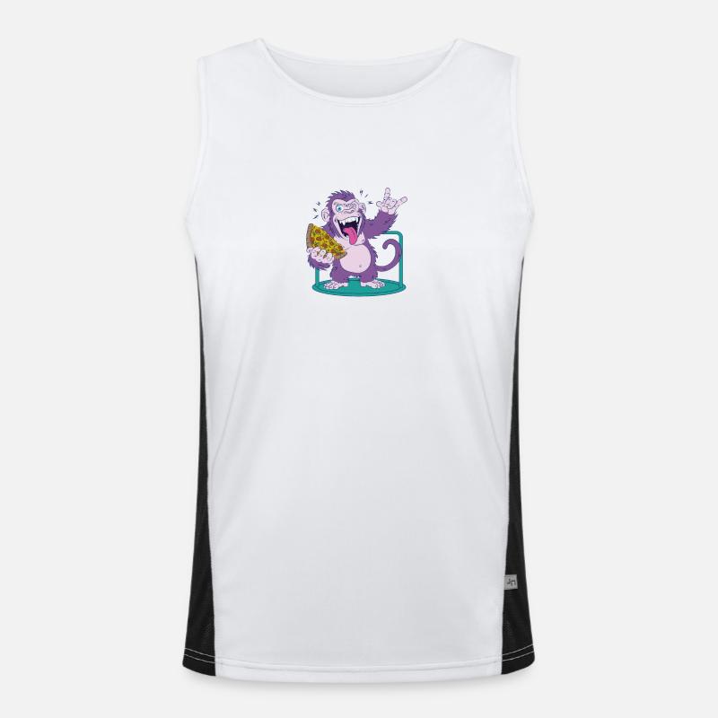Pizza: Monkey makes it better! - Men's Functional Contrast Tank Top  - white/black