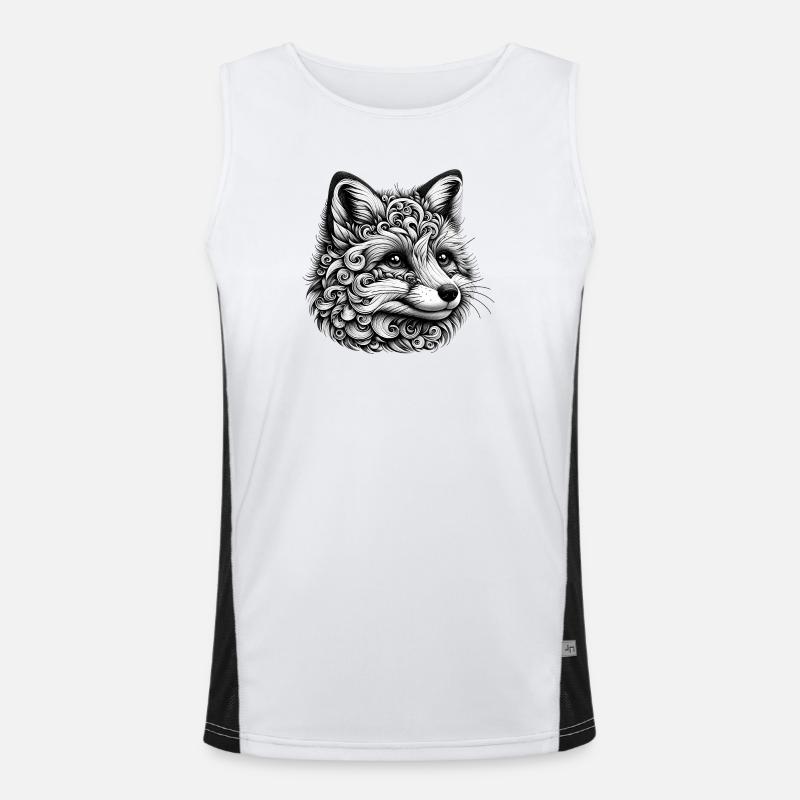 Artfully designed fox in black and white Men's Functional Contrast Tank Top 