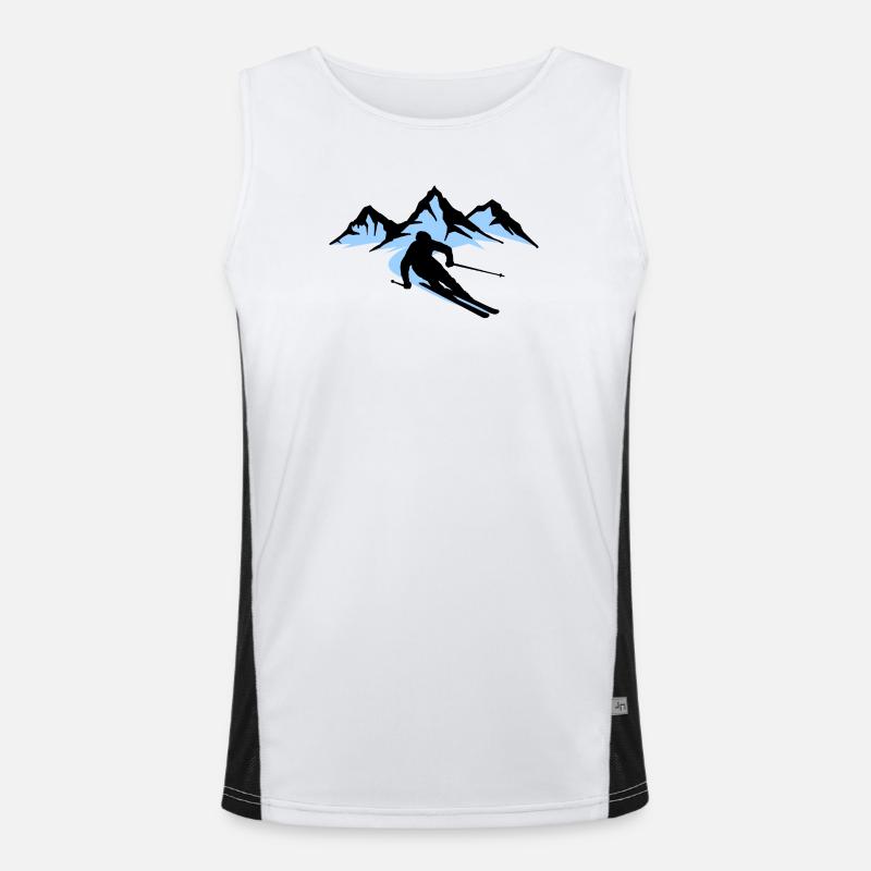 Berg Wintersport Wintersaison Pistengaudi Schnee Funktionelles Kontrast-Tank Top für Männer 