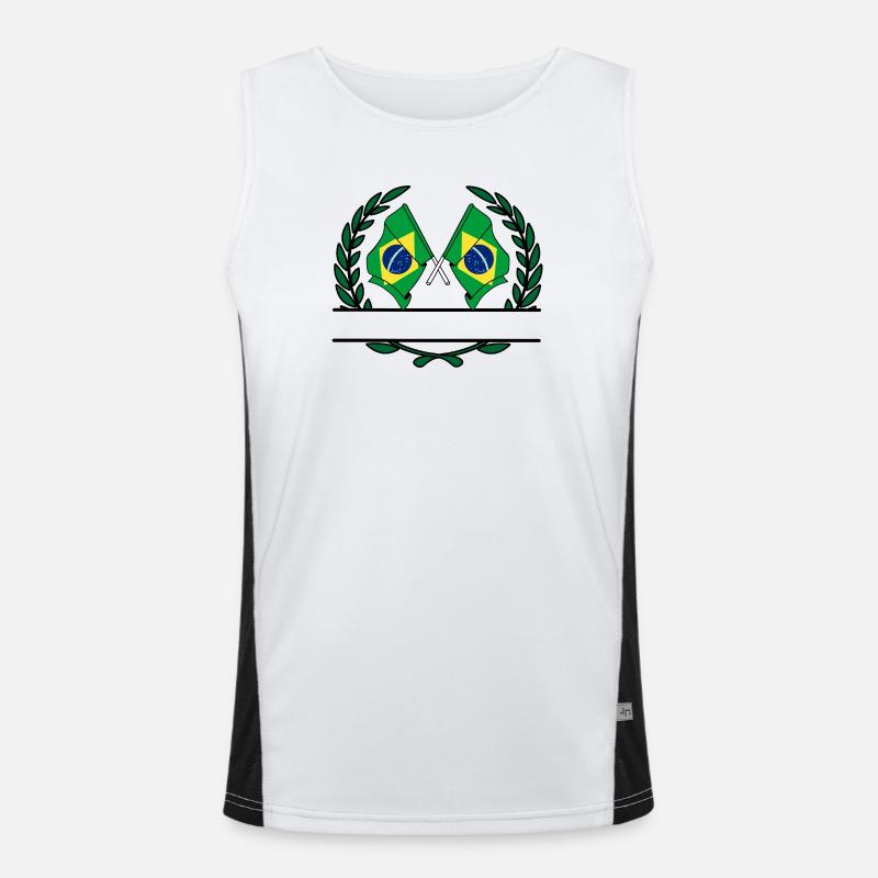 Flaggen Brasilien Lorbeerkranz Banner Funktionelles Kontrast-Tank Top für Männer 