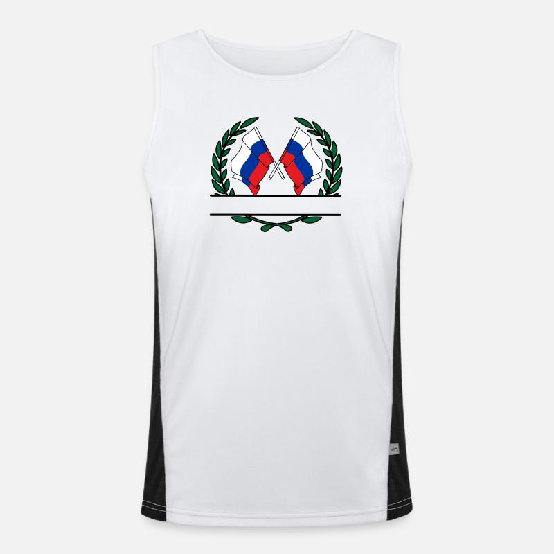 Drapeaux Russie couronne de laurier bannière Débardeur respirant contrasté Homme 