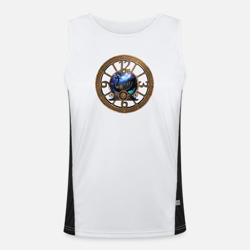 Schwarzer Steampunk-Schwan Funktionelles Kontrast-Tank Top für Männer 