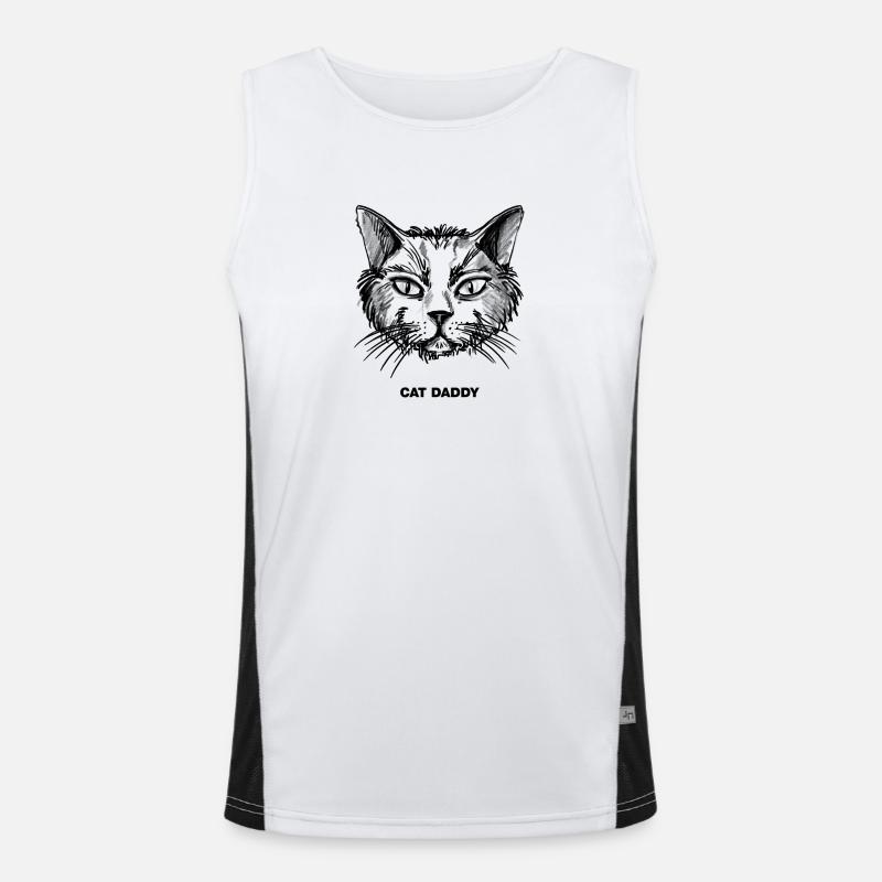 Cat Daddy - Men's Functional Contrast Tank Top  - white/black