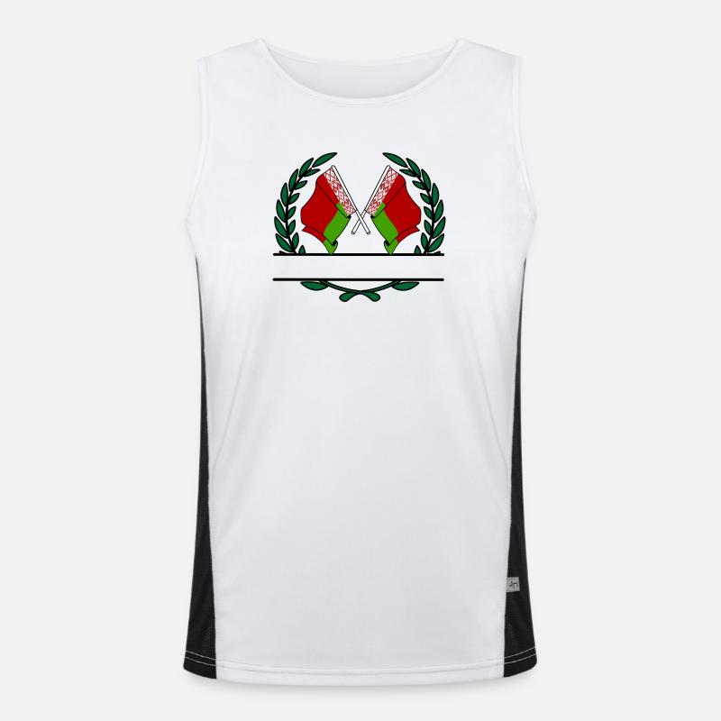 Flags Belarus laurel wreath banner Men's Functional Contrast Tank Top 