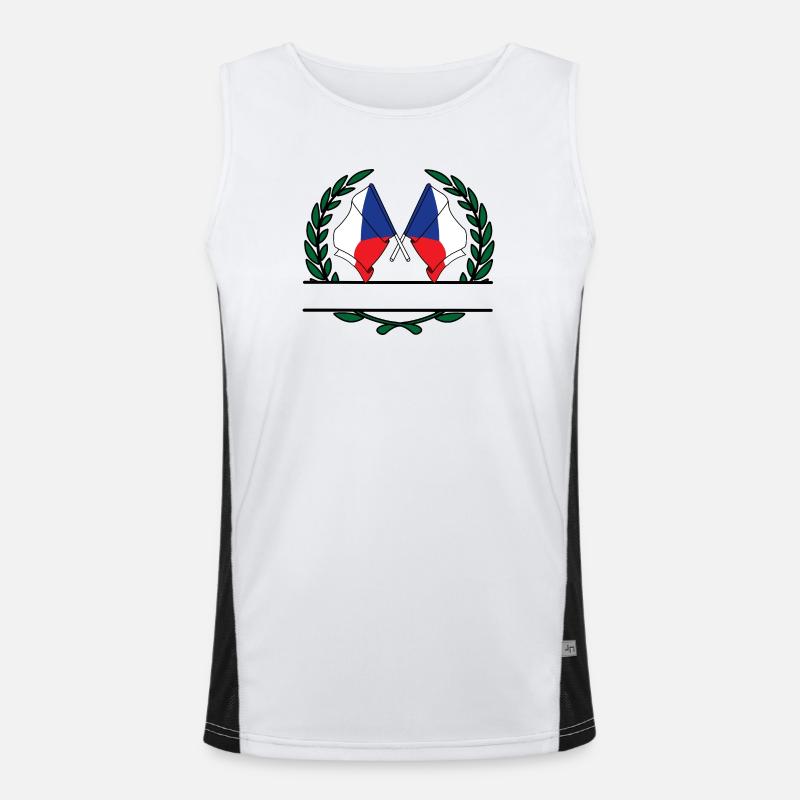 Drapeaux République tchèque couronne de laurier bannière Débardeur respirant contrasté Homme 
