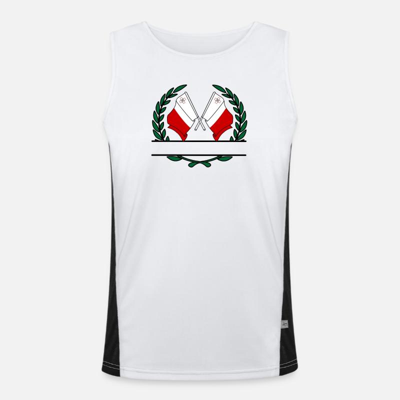 Drapeaux Malte couronne de laurier bannière Débardeur respirant contrasté Homme 