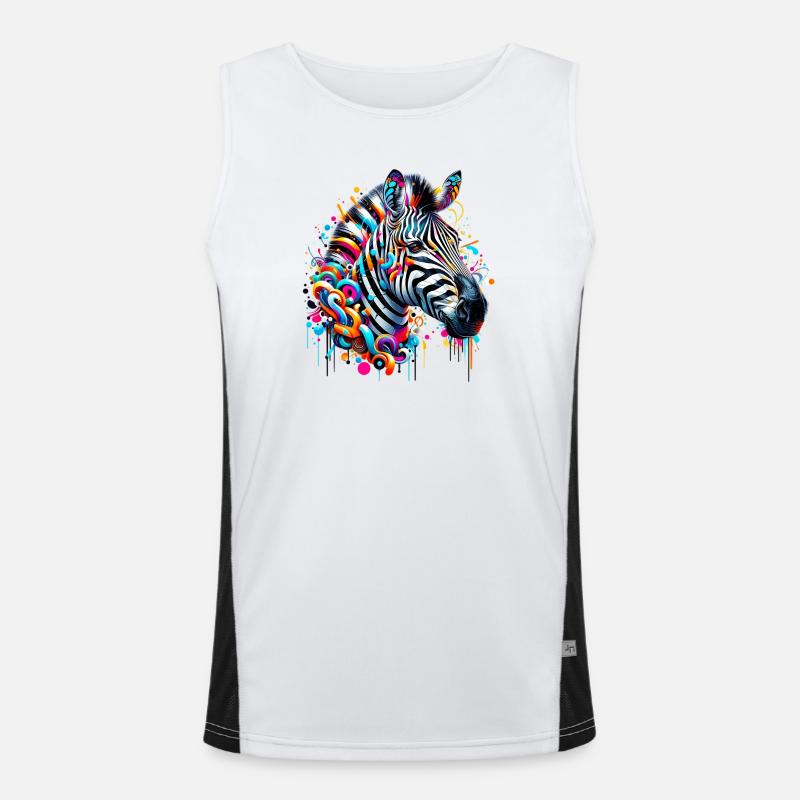 Zebra - Men's Functional Contrast Tank Top - white/black