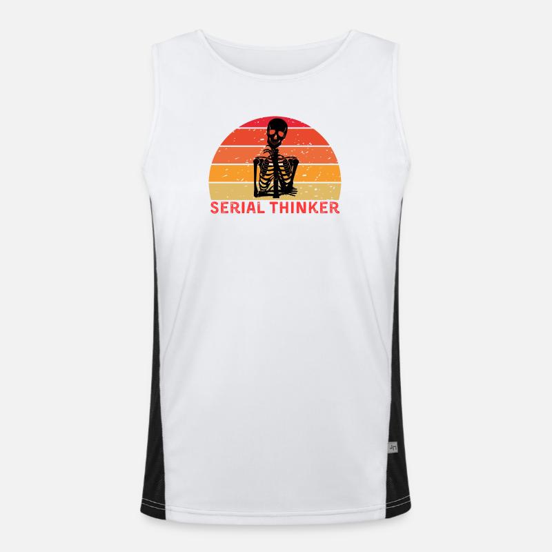 Serial Thinker Skeleton Thinking Retro Sunset Men's Functional Contrast Tank Top 
