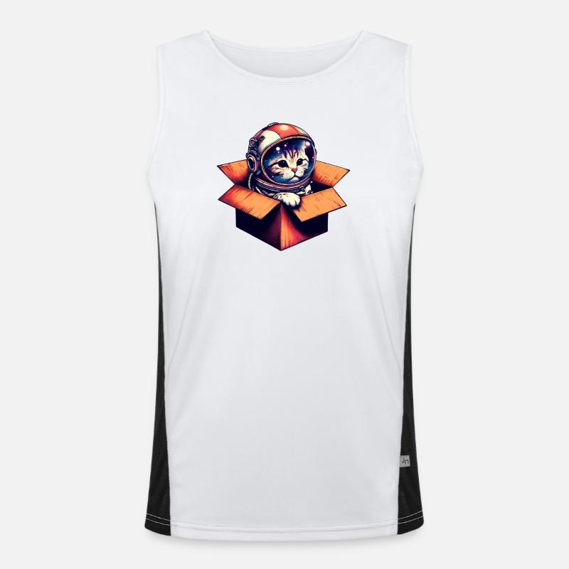 Katze Astronaut Funktionelles Kontrast-Tank Top für Männer 