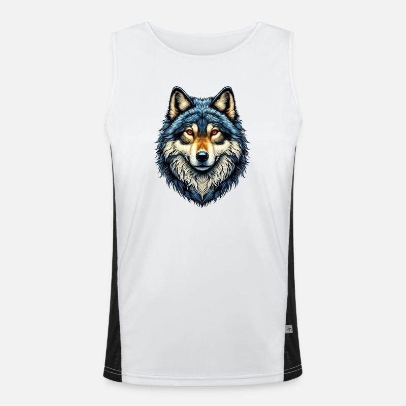 Wolf - Men's Functional Contrast Tank Top  - white/black