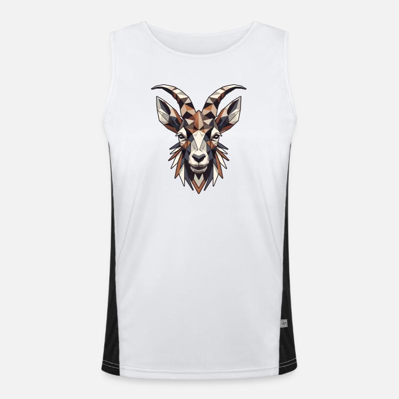 geometrischer Steinbock Kopf- Polygonen Motiv Funktionelles Kontrast-Tank Top für Männer 