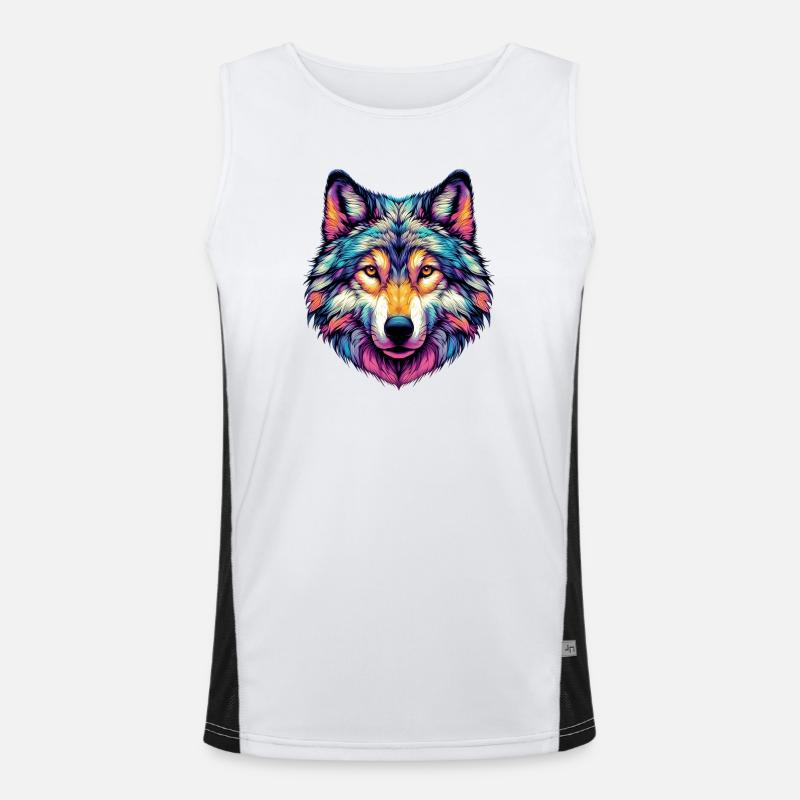 Wolf - Men's Functional Contrast Tank Top  - white/black