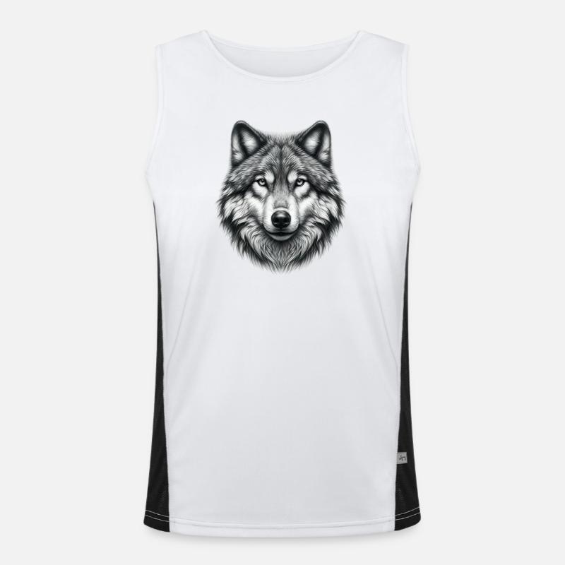 Wolf - Men's Functional Contrast Tank Top  - white/black