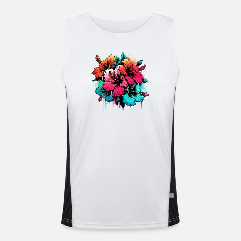 Fleurs d’hibiscus Débardeur respirant contrasté Homme 