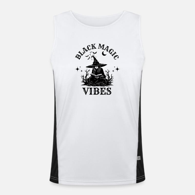 Black Magic Vibes Funny Witch Magic Men's Functional Contrast Tank Top 