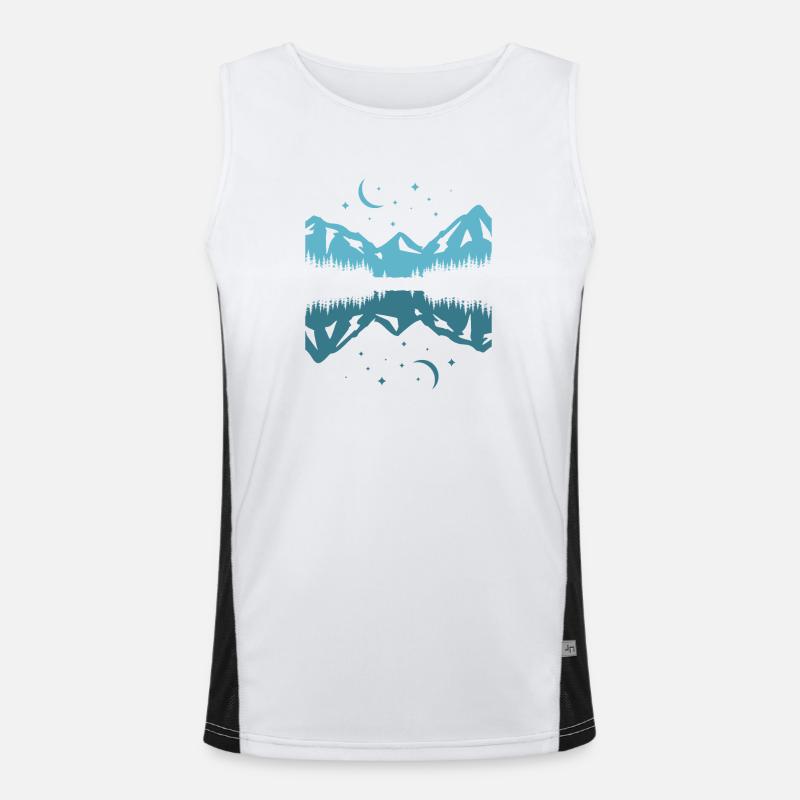 Moonlit Mountain Reflection Men's Functional Contrast Tank Top 