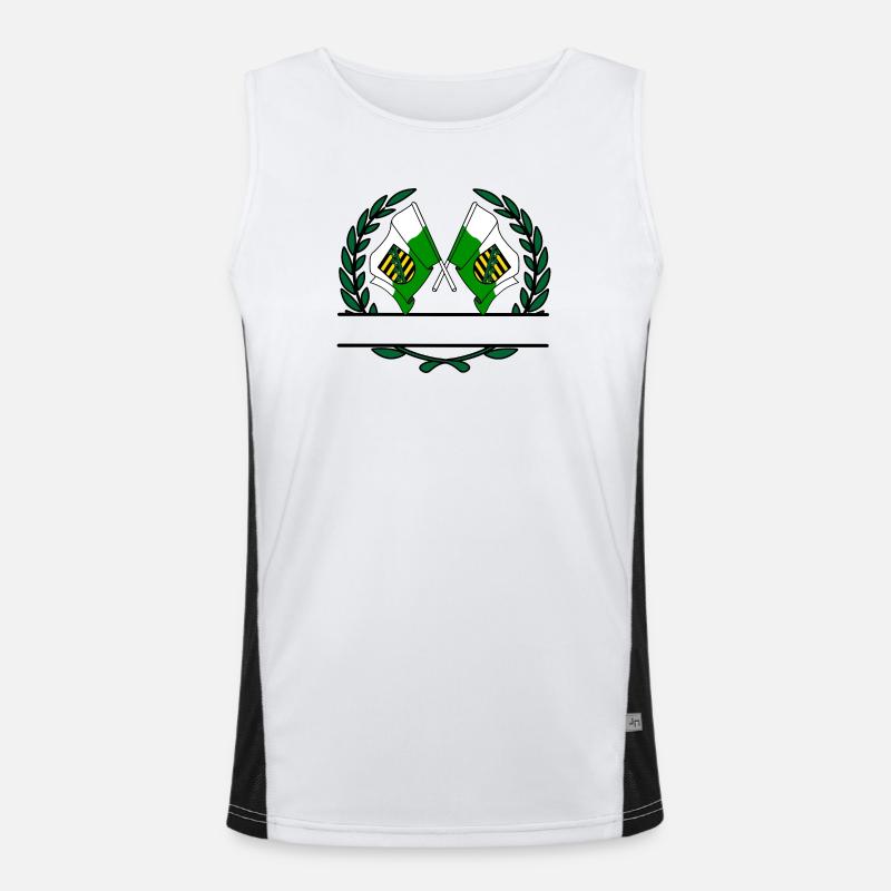 Drapeaux Saxe couronne de laurier bannière Débardeur respirant contrasté Homme 