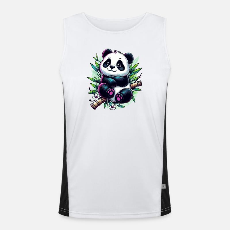 Panda - Men's Functional Contrast Tank Top  - white/black