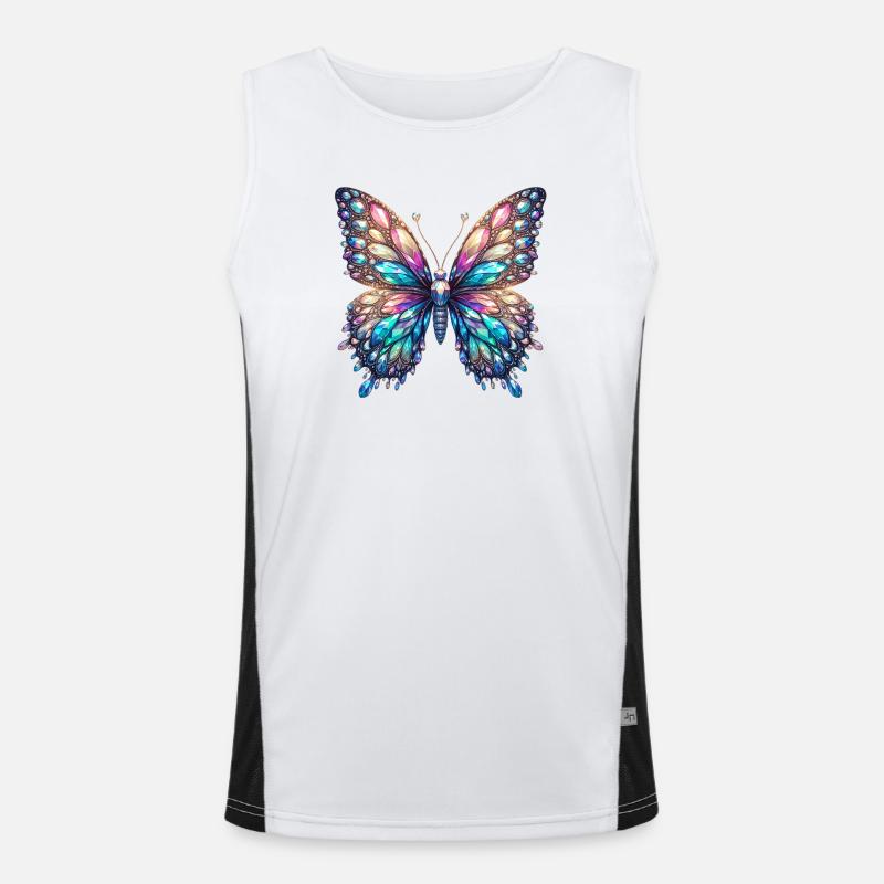 Butterfly, Diamond, Diamonds, Crystals, Crystal - Men's Functional Contrast Tank Top  - white/black