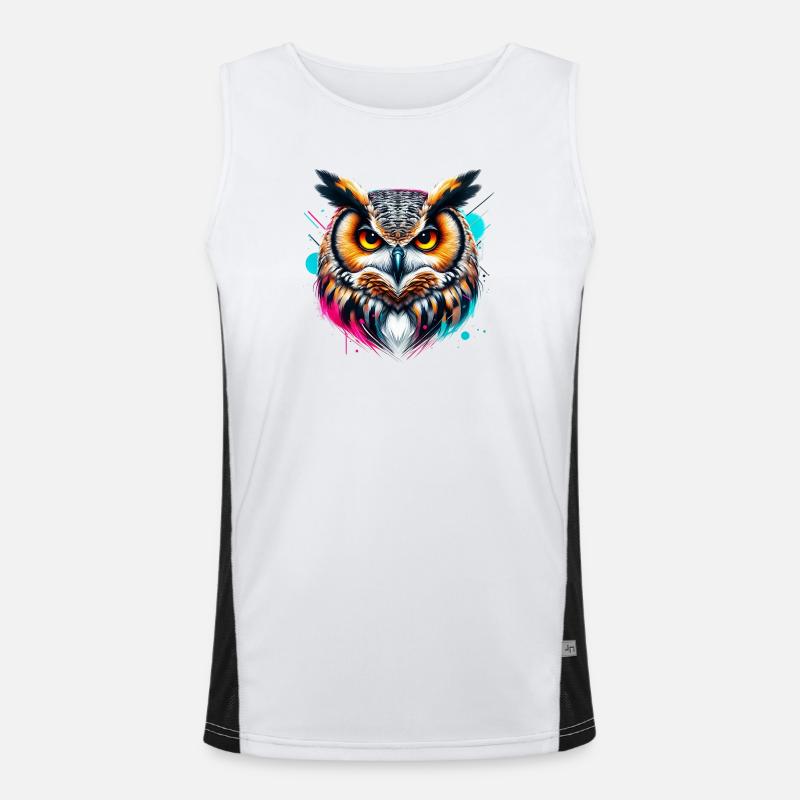 Owl - Men's Functional Contrast Tank Top - white/black