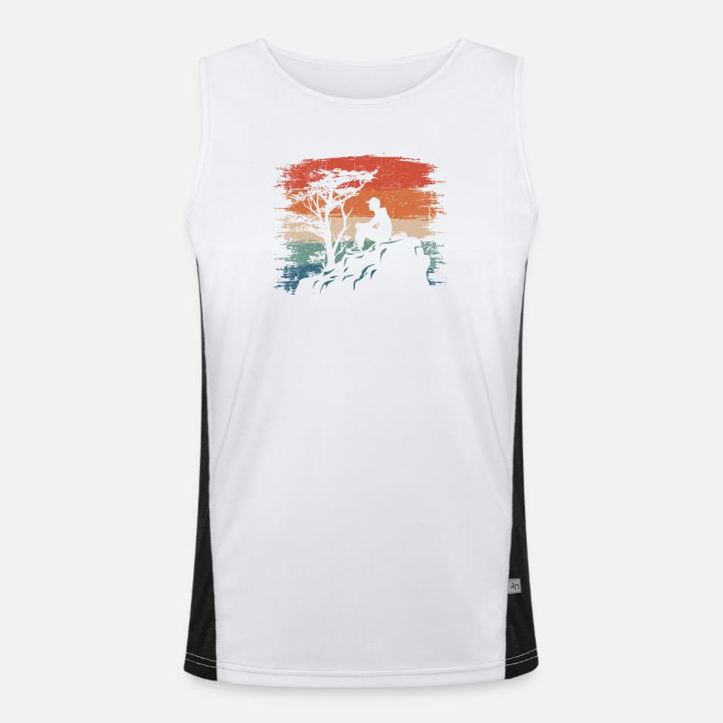Sunset Cliff Silhouette Funktionelles Kontrast-Tank Top für Männer 