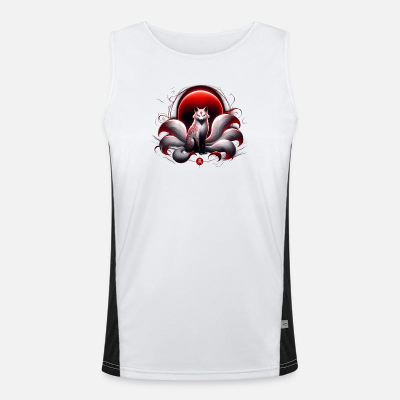 Crimson Kitsune Moon Men's Functional Contrast Tank Top 