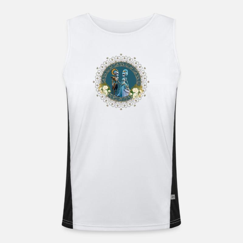 Das niedliche Skelett-Pärchen im Gothic-Stil Funktionelles Kontrast-Tank Top für Männer 