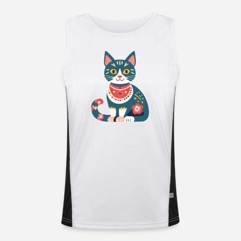 süße Folklore-Katze Funktionelles Kontrast-Tank Top für Männer 