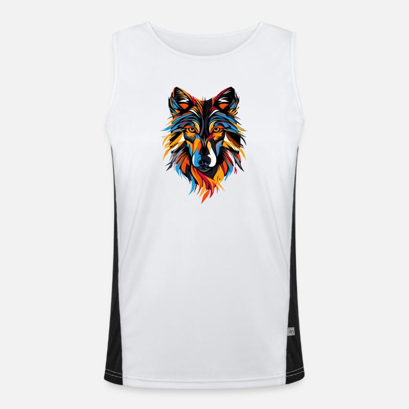 Wolf Motif Wolves Wolf Pack Gray Wolfhound Wolf Men's Functional Contrast Tank Top 