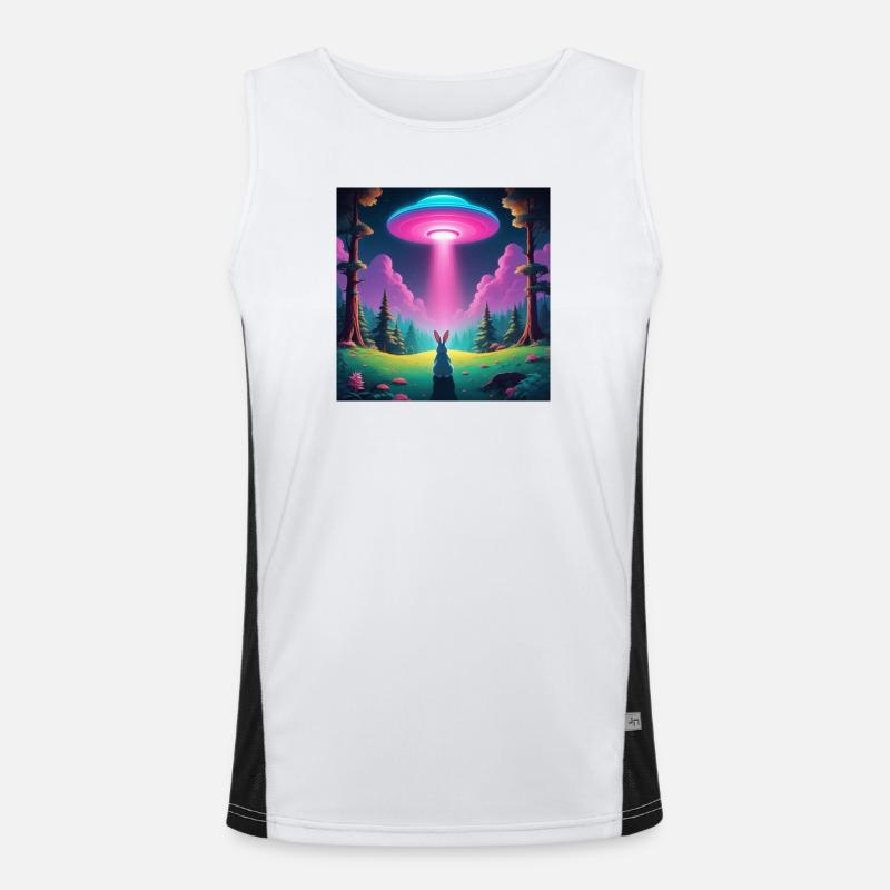 UFO mit Hase Funktionelles Kontrast-Tank Top für Männer 