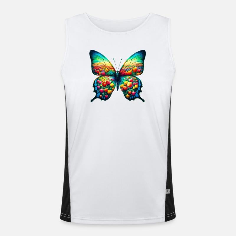 Butterfly tulip tulips Holland Men's Functional Contrast Tank Top 