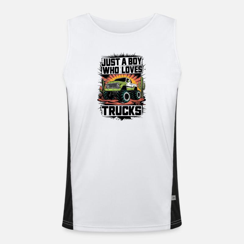 Conception de camion monstre Tracker jaune Débardeur respirant contrasté Homme 