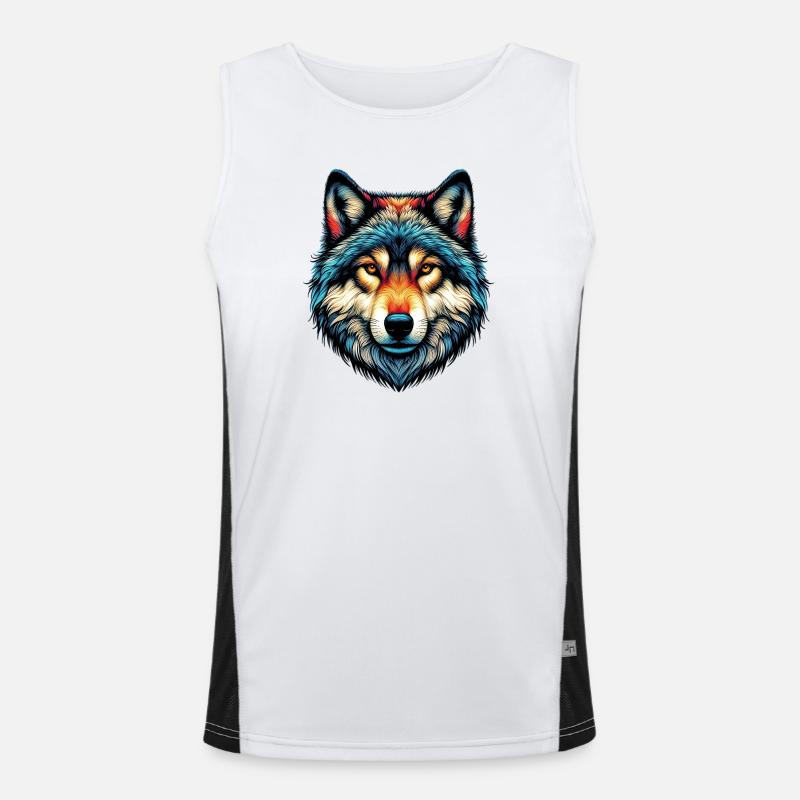 Wolf - Men's Functional Contrast Tank Top  - white/black