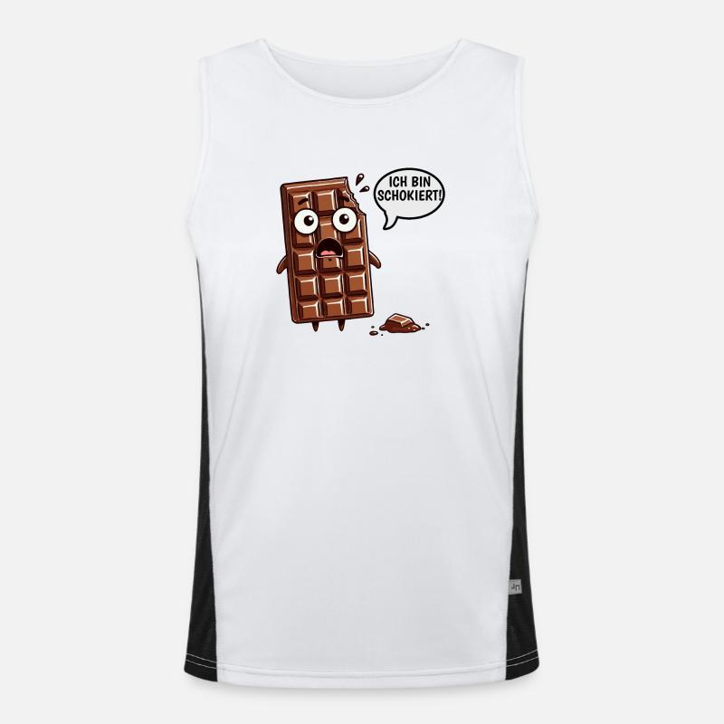 Ich Bin Schokiert Lustige Deutsche Schokolade Funktionelles Kontrast-Tank Top für Männer 