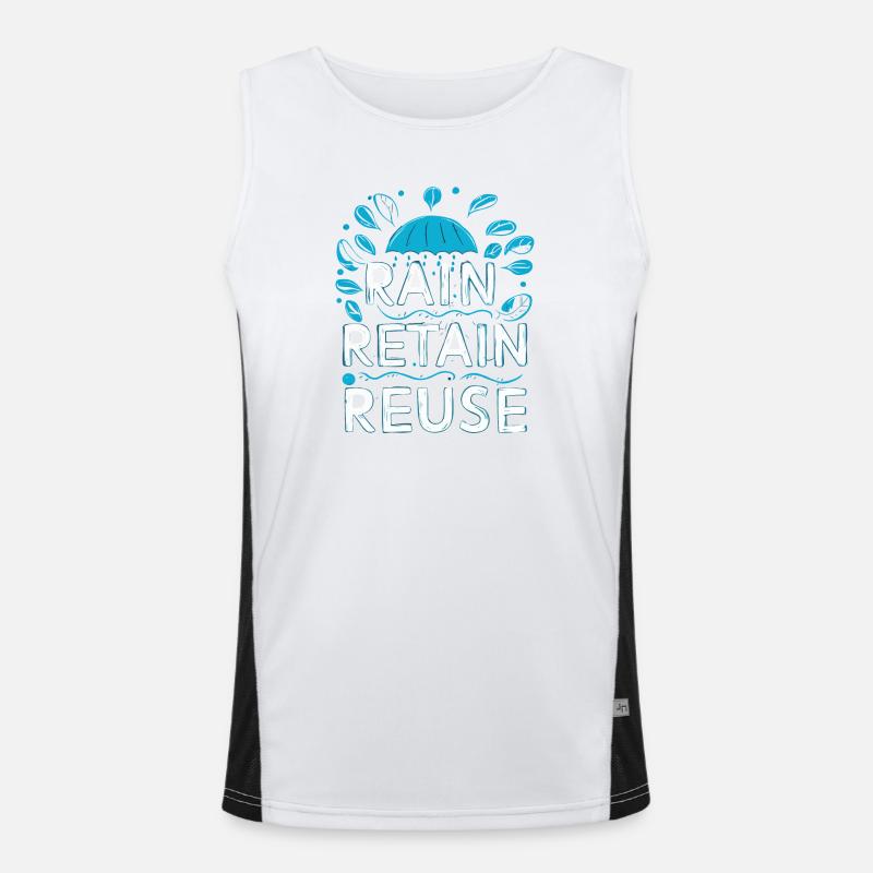 Rain Keep Reuse - Men's Functional Contrast Tank Top  - white/black