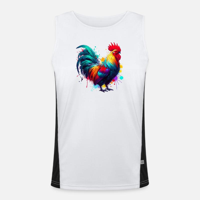 Rooster Hen Men's Functional Contrast Tank Top 