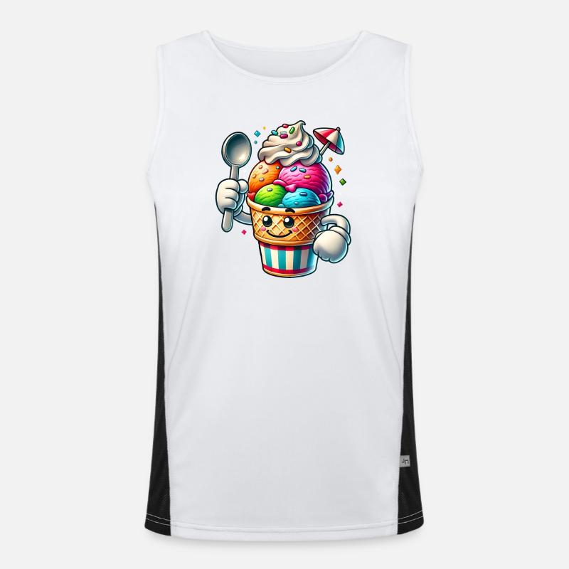 fröhliches Comic-Eis-Motiv für sommerlichen Spaß Funktionelles Kontrast-Tank Top für Männer 