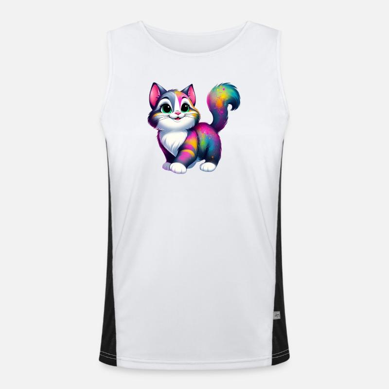 Cat - Men's Functional Contrast Tank Top  - white/black