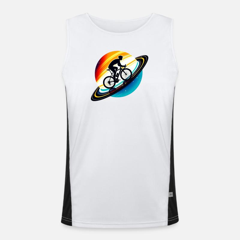 Cyclist on Saturn Men's Functional Contrast Tank Top 