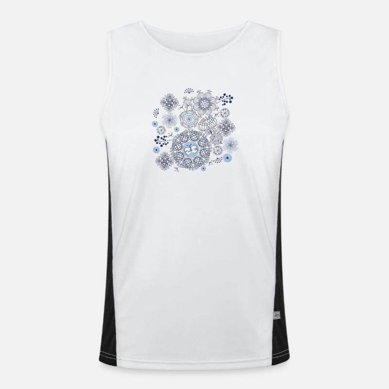 Abstract fireworks pattern in blue and gold Men's Functional Contrast Tank Top 