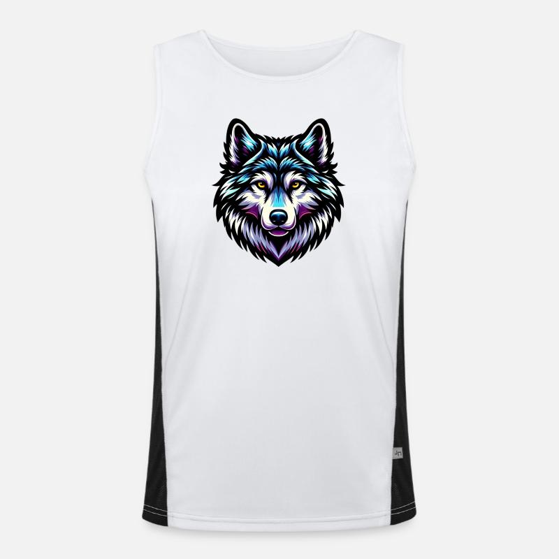 Wolf - Men's Functional Contrast Tank Top - white/black