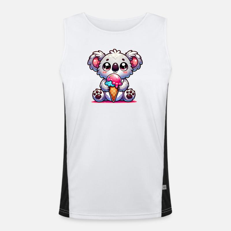 Der niedliche Koala genießt ein buntes Eis Funktionelles Kontrast-Tank Top für Männer 