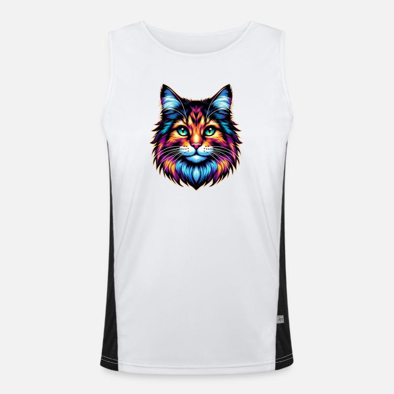 Cat - Men's Functional Contrast Tank Top  - white/black
