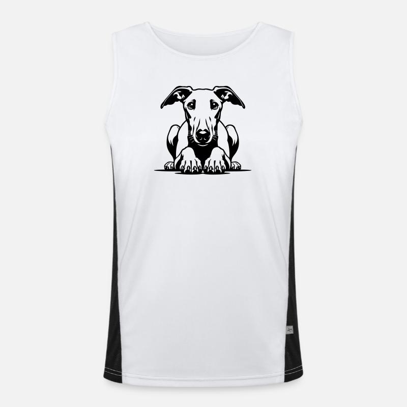 Whippet Head with Paws Men's Functional Contrast Tank Top 