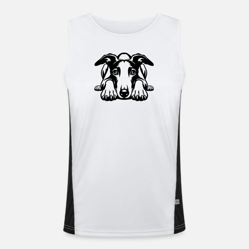Whippet Head with Paws Men's Functional Contrast Tank Top 