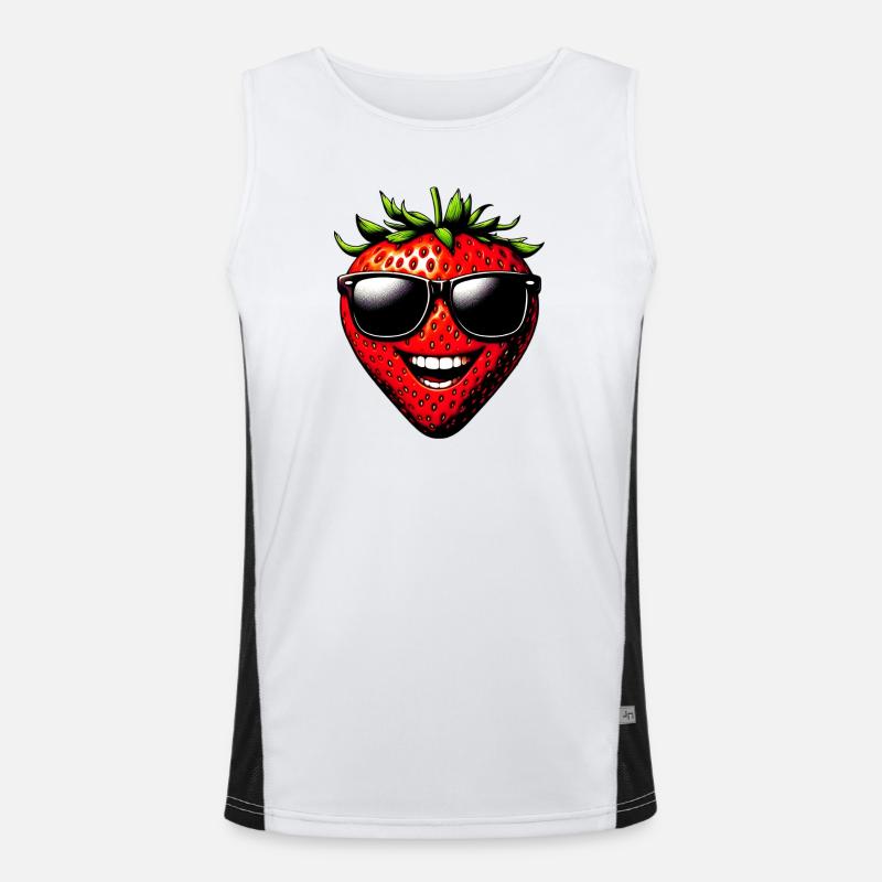 Erdbeere mit Sonnenbrille Funktionelles Kontrast-Tank Top für Männer 